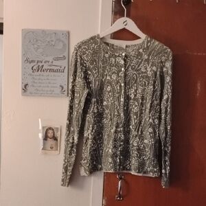 LOFT Green Floral Button Down Shirt